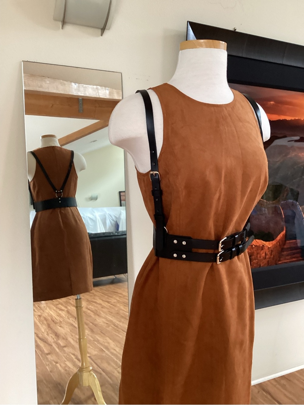 Othr Black Leather Harness Belt with Silver Hardware